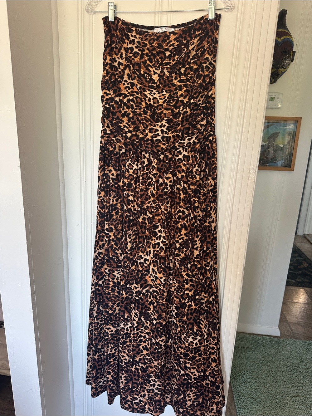 Strapless Leopard Print Maxi Dress - Brown Animal Print